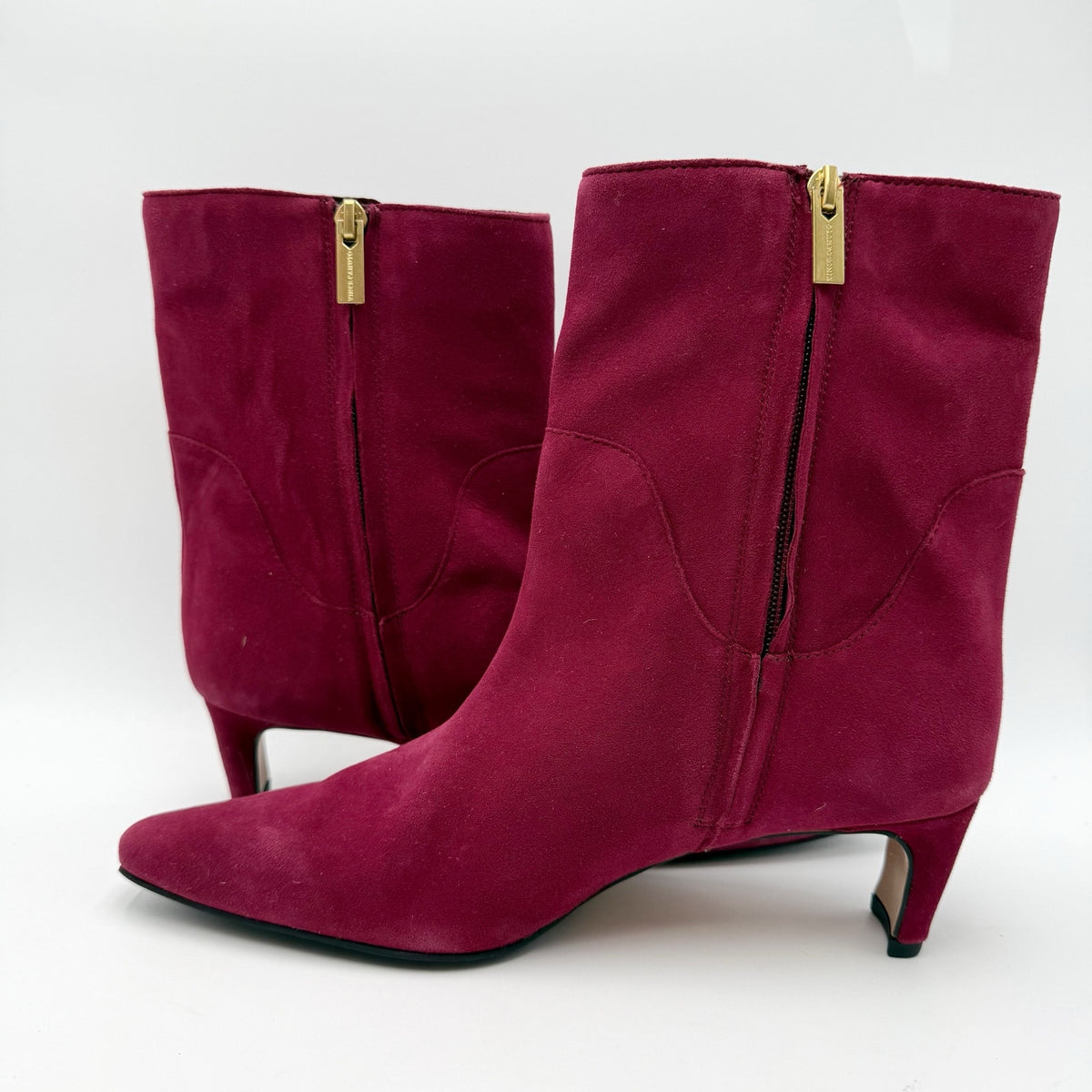 Vince Camuto Womens Amariah Ankle Booties Size 8 Red Chianti Suede NWOB