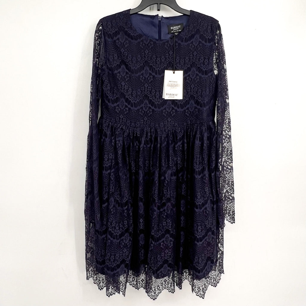 BARDOT Girls Gertrude Lace Dress Size 18 Navy Blue Long Sleeve NWT