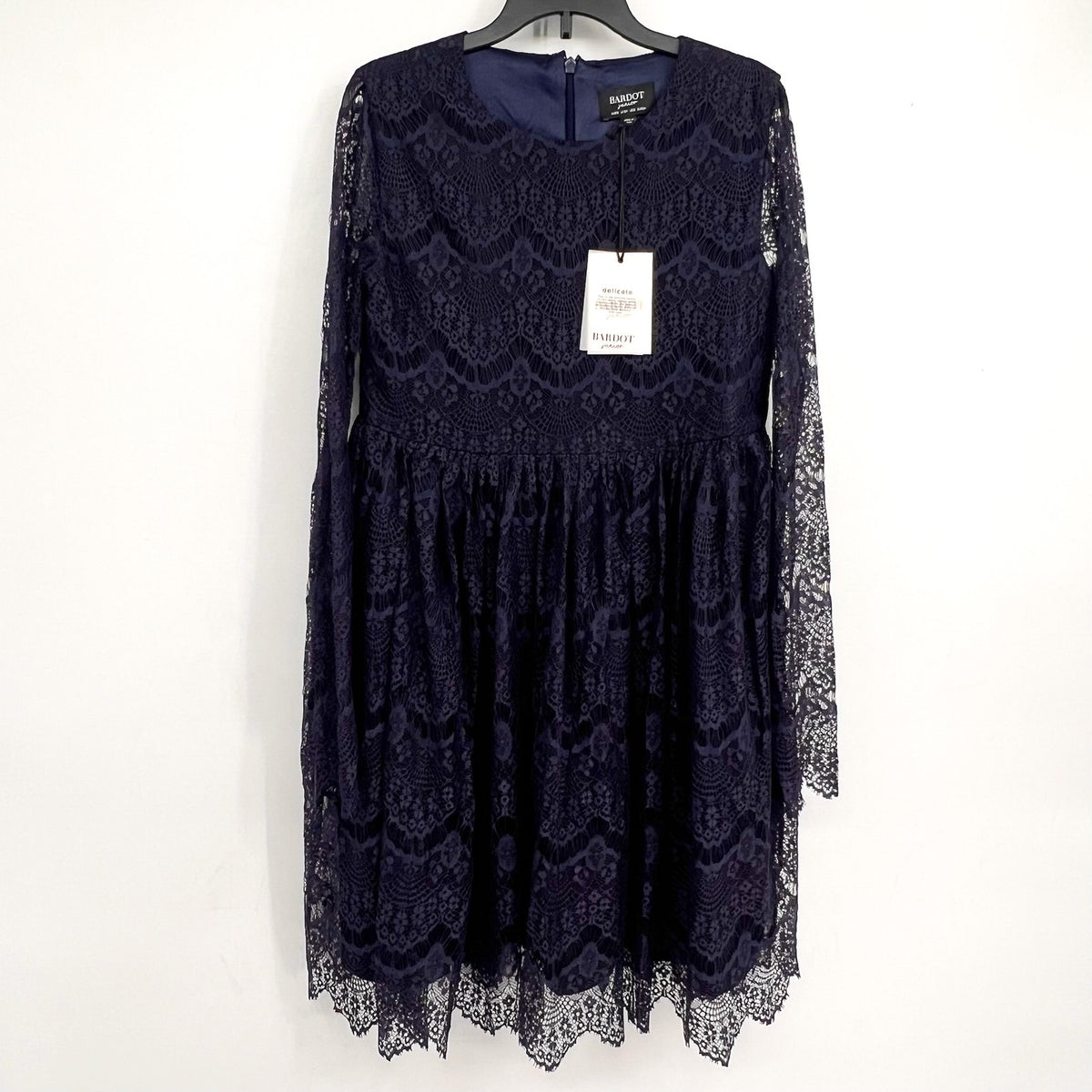 BARDOT Girls Gertrude Lace Dress Size 18 Navy Blue Long Sleeve NWT