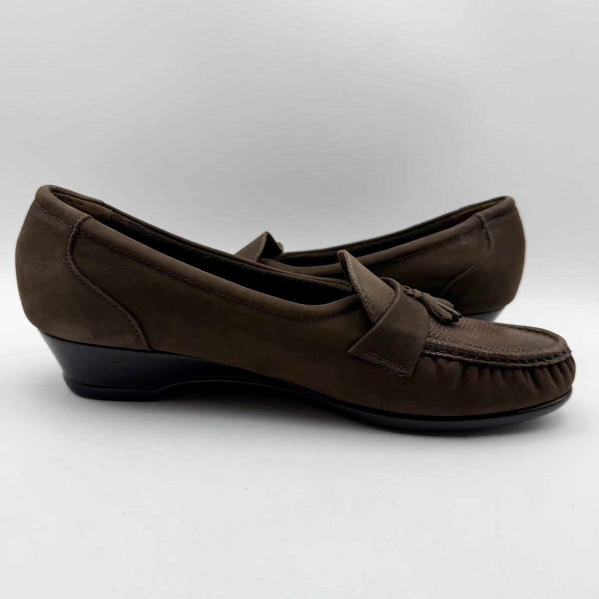 SAS Womens Taylor Wedge Loafers Size 12 M EU 42.5 Brown Leather NIB