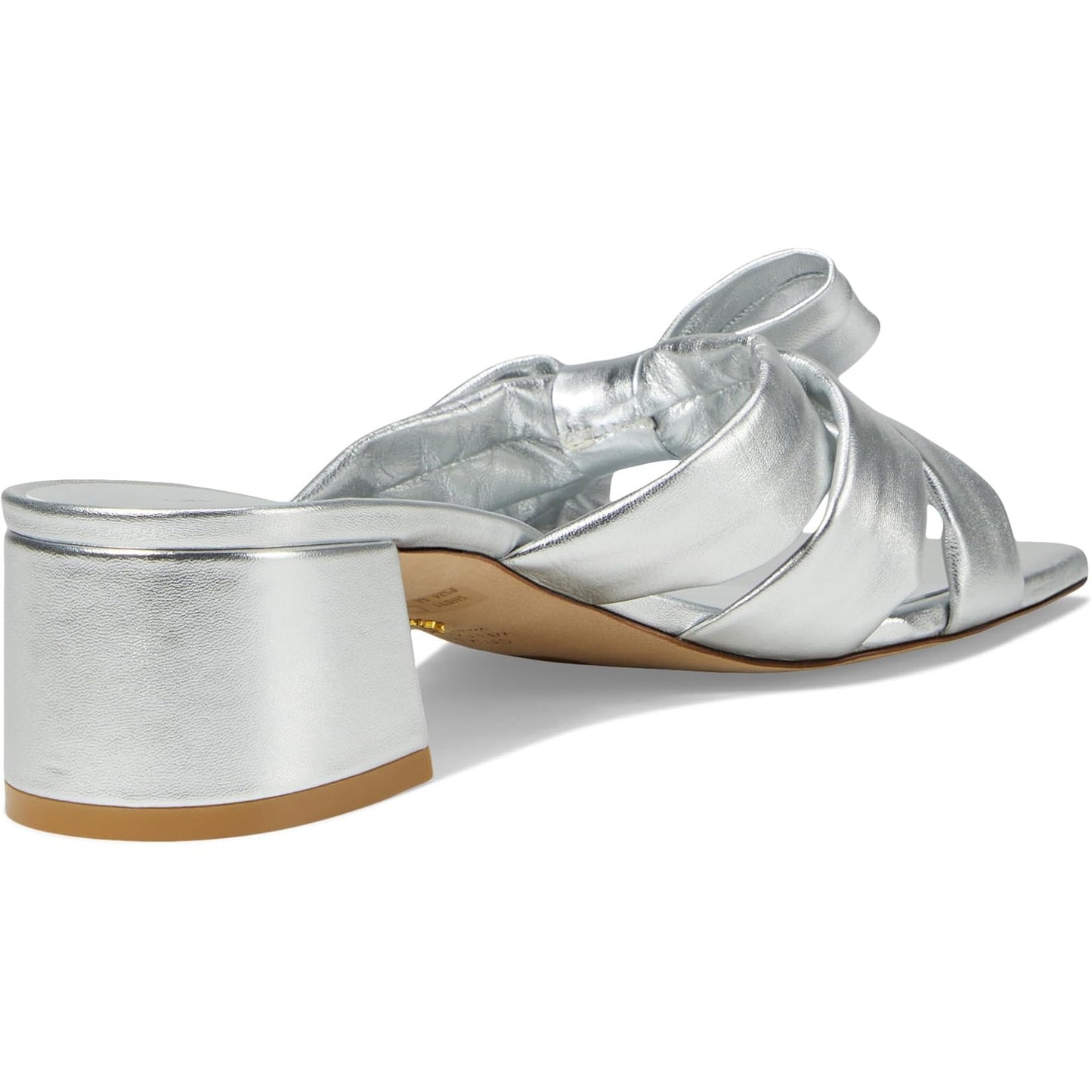 Stuart Weitzman Womens Sofia 45 Slide High Heels Size 6 Silver Leather Bow NIB