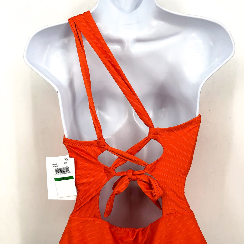 BECCA Women's Catalonia One Piece Swimsuit Large Carrot Orange Asymmetrical