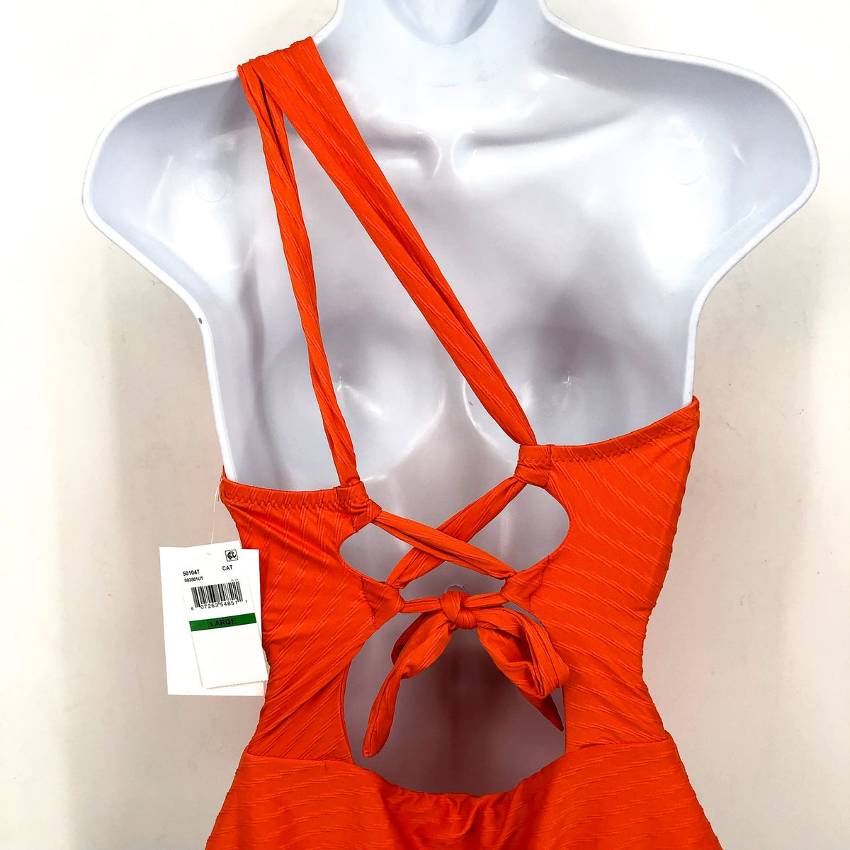BECCA Women's Catalonia One Piece Swimsuit Large Carrot Orange Asymmetrical