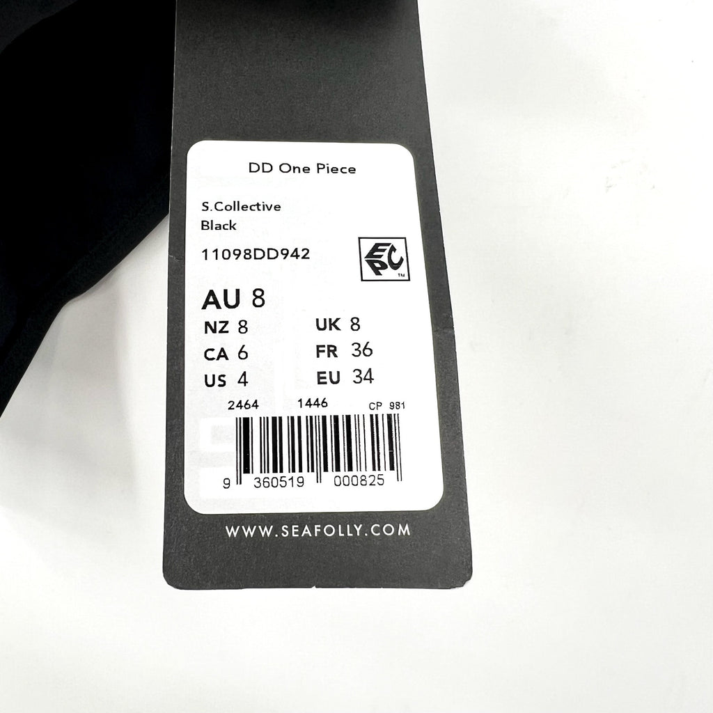 SEAFOLLY Women's One-Piece Swimsuit Size 4 DD-Cup Black Underwire NWT