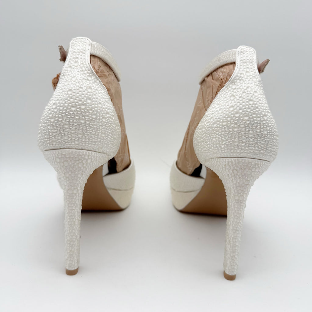 Naturalizer Pnina Tornai Womens Rak Platform Heels Size 8.5 M White Satin NWOB