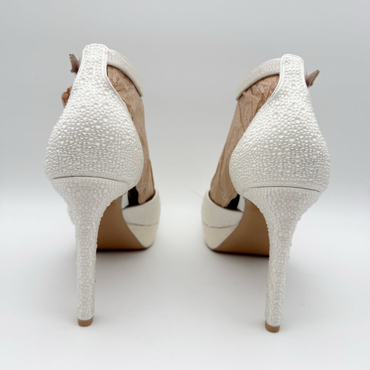 Naturalizer Pnina Tornai Womens Rak Platform Heels Size 8.5 M White Satin NWOB