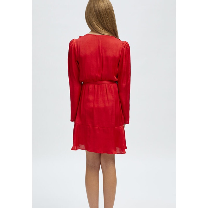 BARDOT Girl's Winona Wrap Dress Size 14 Fire Red Long Sleeve Ruffle NWT