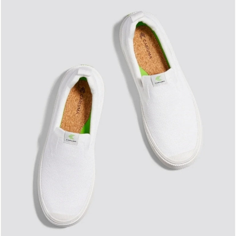 Cariuma IBI Slip On Sneakers Womens 8.5 Mens 7 All White Knit Bamboo NIB