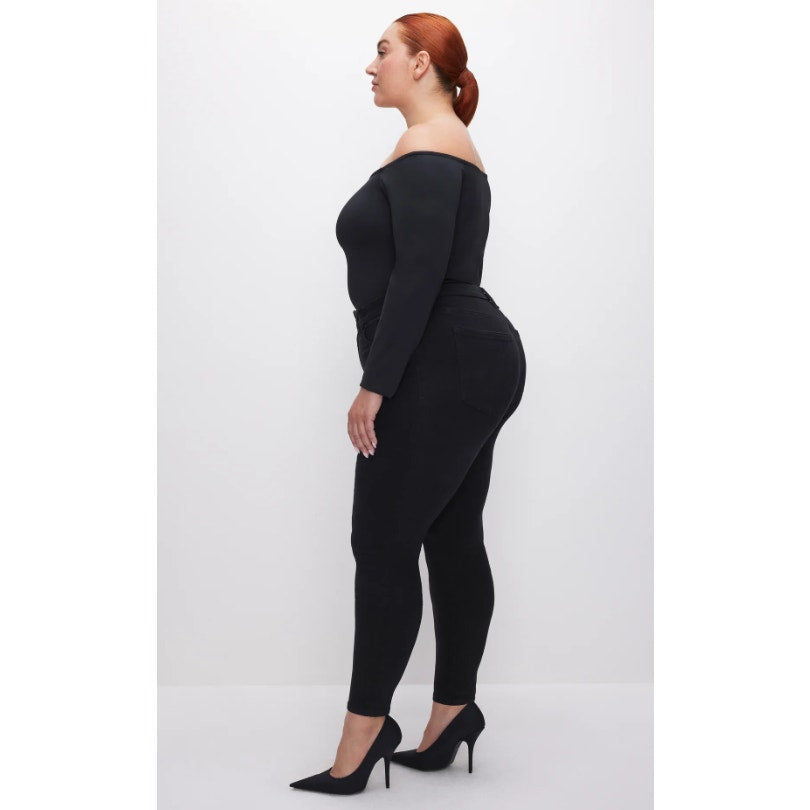 GOOD AMERICAN Always Fits Good Skinny Jeans 28-32 PETITE Black Mid Rise NWT