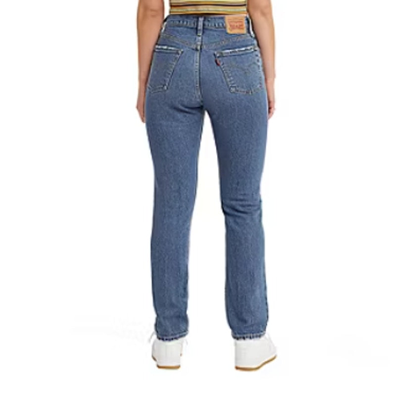 LEVI'S Women's 501 High Rise Straight Leg Jeans 25x30 Medium Blue NWT