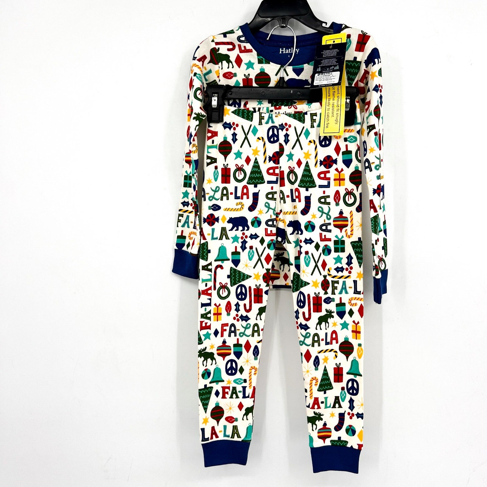 HATLEY Boy's Falala Pajama Set Size 5 Blue Printed Long Sleeve Holiday NWT