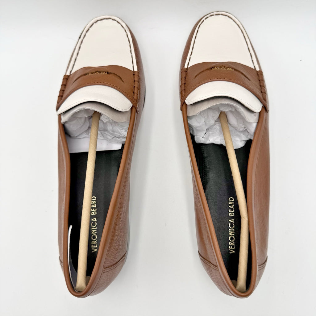 Veronica Beard Womens Penny 2 Loafers Size 10 M Caramel Brown Leather NIB