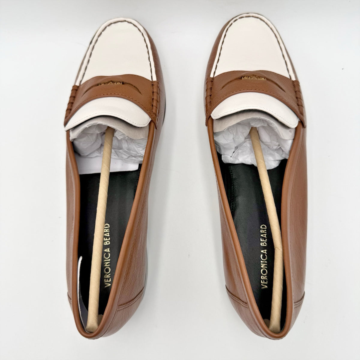 Veronica Beard Womens Penny 2 Loafers Size 10 M Caramel Brown Leather NIB