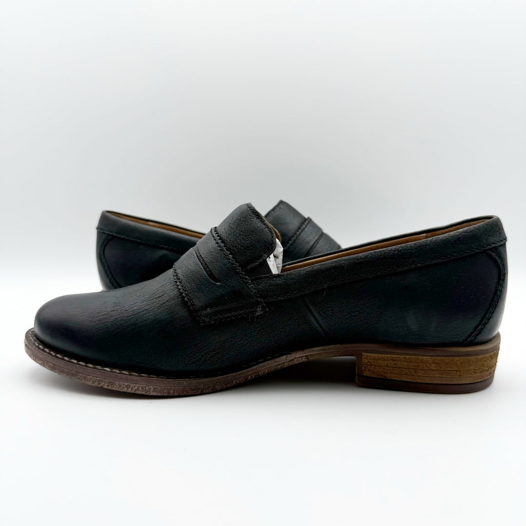 Josef Seibel Womens Sienna 96 Loafers EU 37 US 6.5 Black Washed Leather Shoe NIB