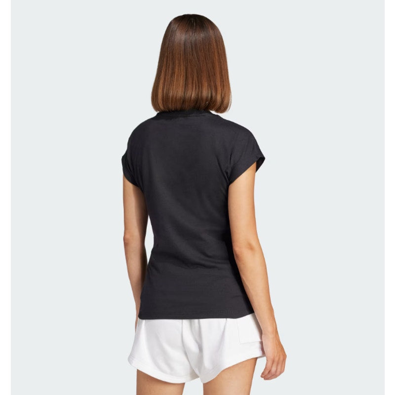 ADIDAS Women's Essentials Linear Cotton Tee Small Black White Short Sleeve NWT