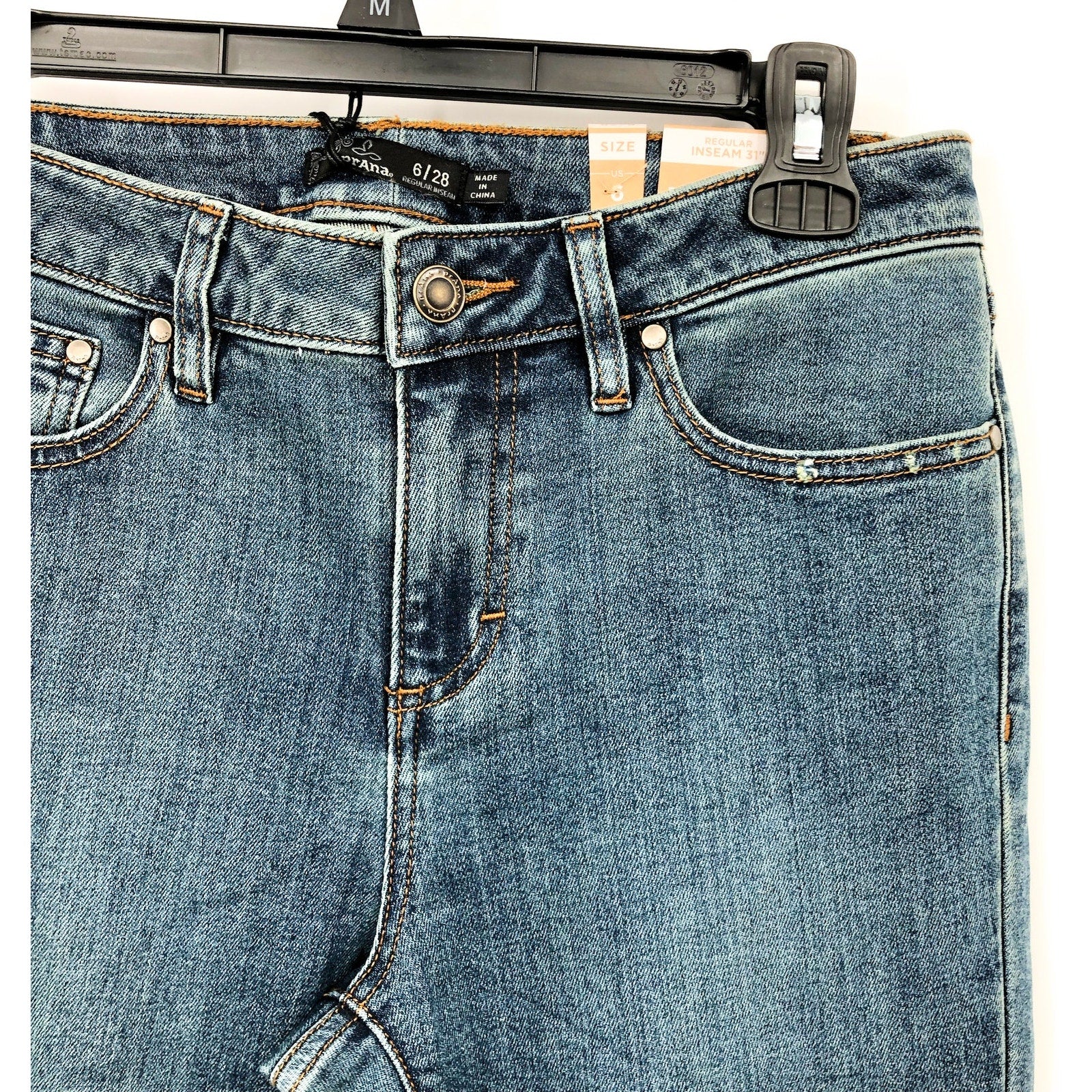 PRANA Womens Sienna Mid Rise Skinny Jeans Size 6 28x31 True Blue Stretch NWT