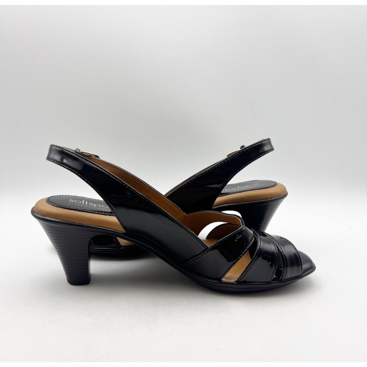 Comfortiva Women's Softspots Neima Heeled Sandals Size 7 WIDE Black Leather NWOB
