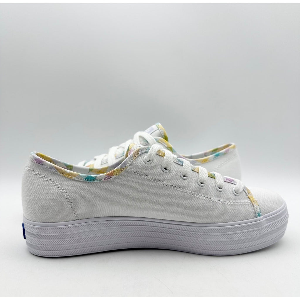 Keds Womens Triple Kick Canvas Sneaker Size 7 White Multicolor Metallic NIB