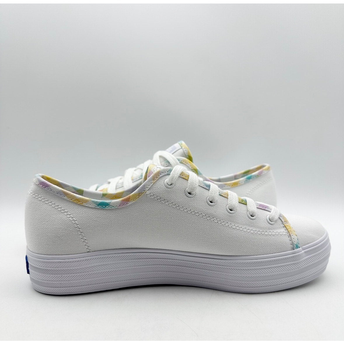Keds Womens Triple Kick Canvas Sneaker Size 7 White Multicolor Metallic NIB