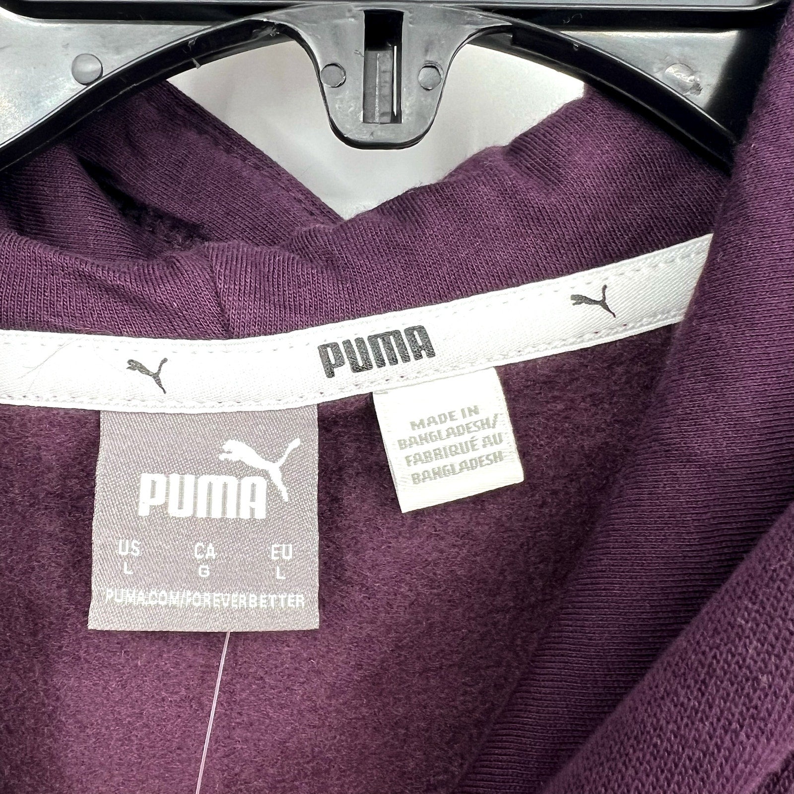 PUMA Womens Essentials Big Logo Hoodie Large Purple Sweatshirt Midnight Plum NWT