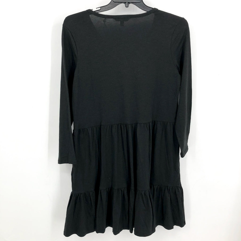 TOAD&CO Womens Marley Tiered Dress Medium Black V Neck Long-Sleeve NWOT