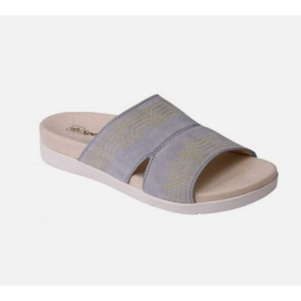 Spenco Womens Twilight Ellie Slide Sandals US 8.5 WIDE EU 39 Grey Leather NIB
