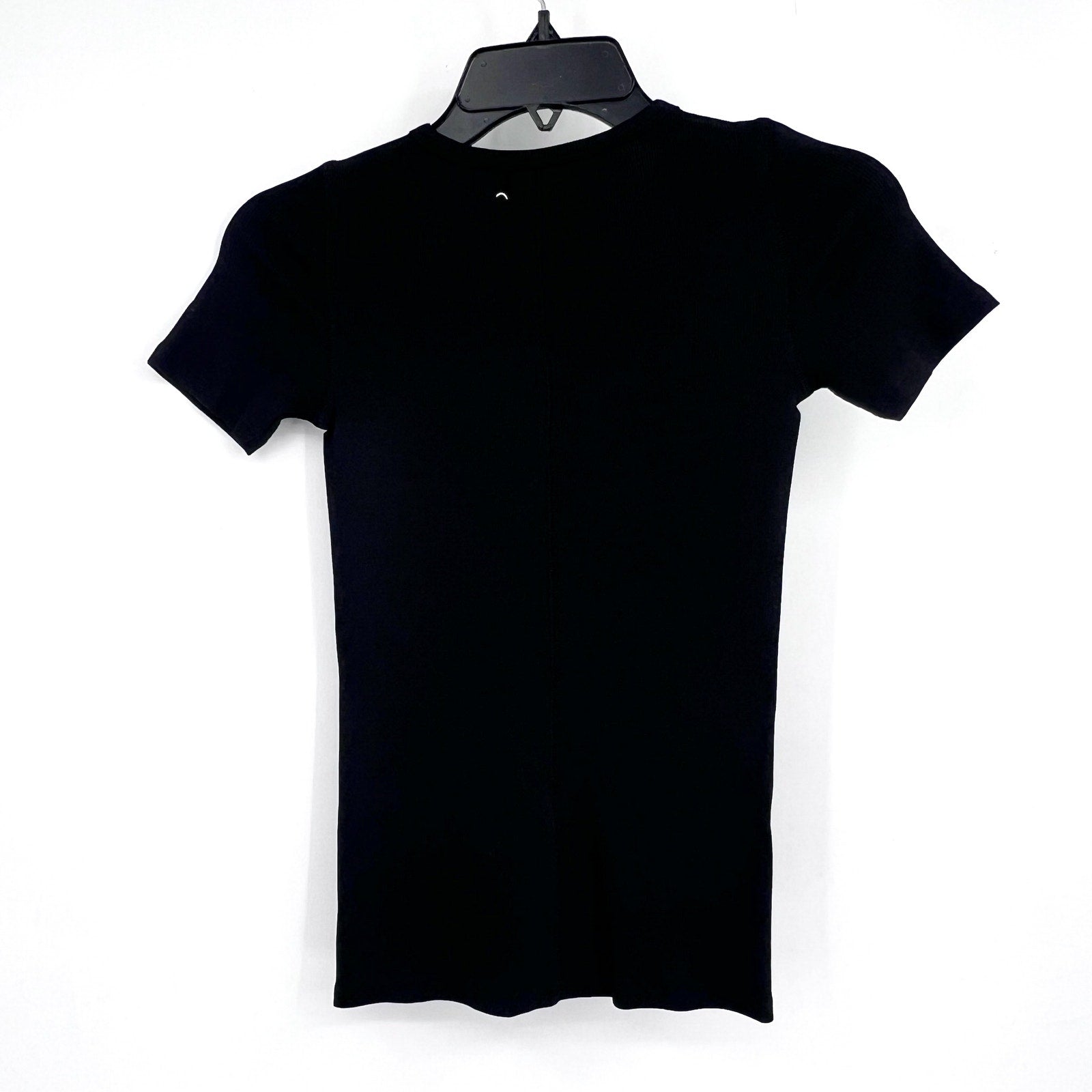 EVERLANE Women's The Luxe Rib Crew Tee XXS Black Short Sleeve Supima Cotton NWT