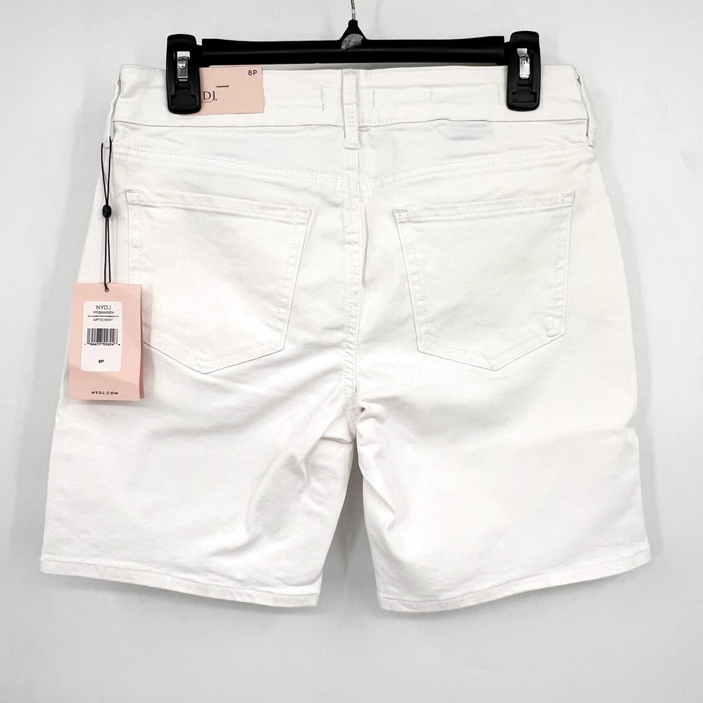 NYDJ Womens Ella Denim Shorts Size 8 PETITE Optic White 8" Inseam NWT