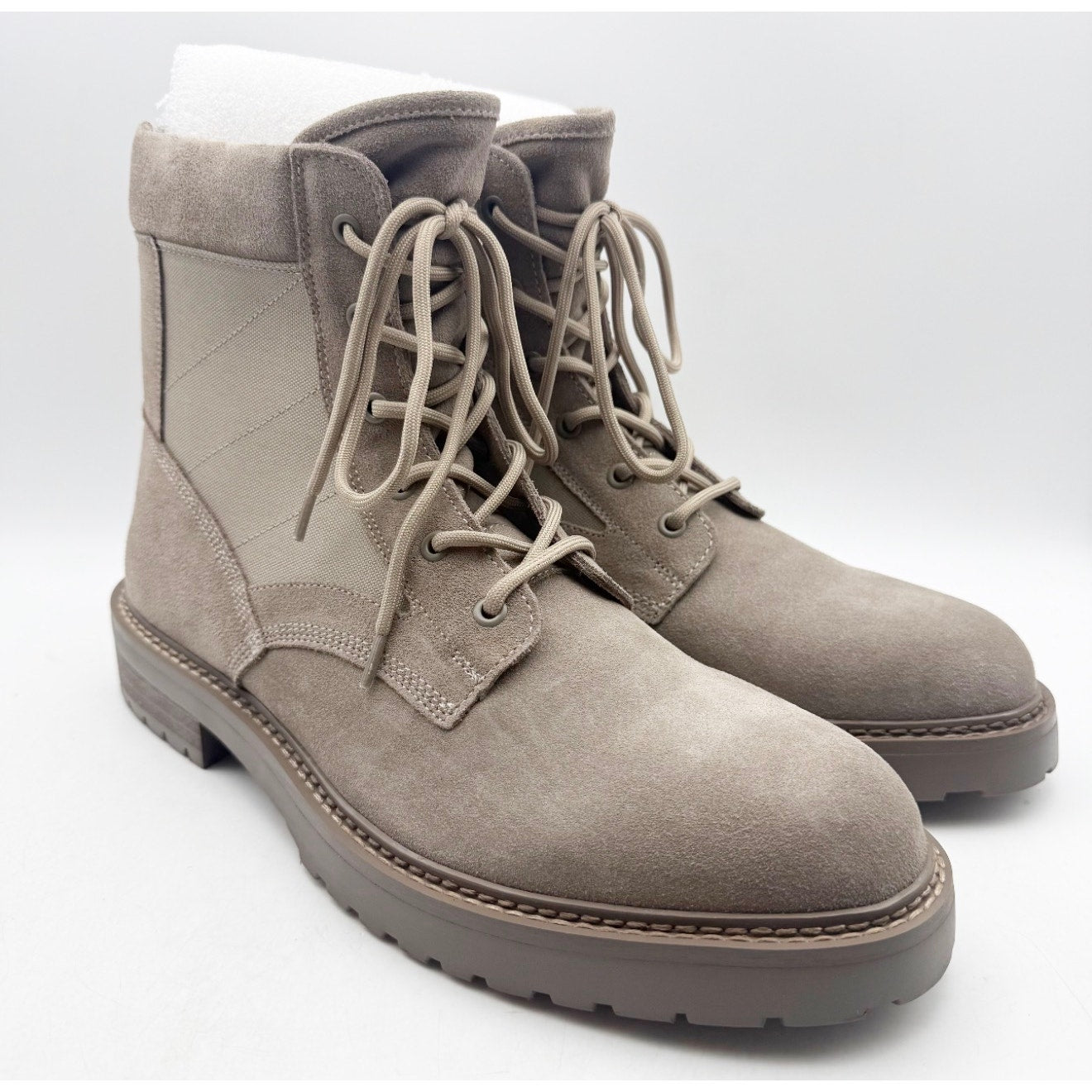 Saint Morta Mens Legion Combat Boots Size 10 EU 44 Taupe Grey Suede NIB