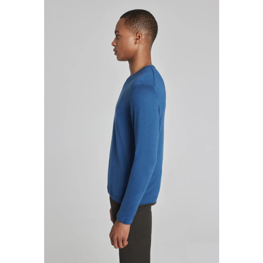 JACK VICTOR Men's Ramezay Woo V-Neck Sweater XL Blue Silk Cashmere