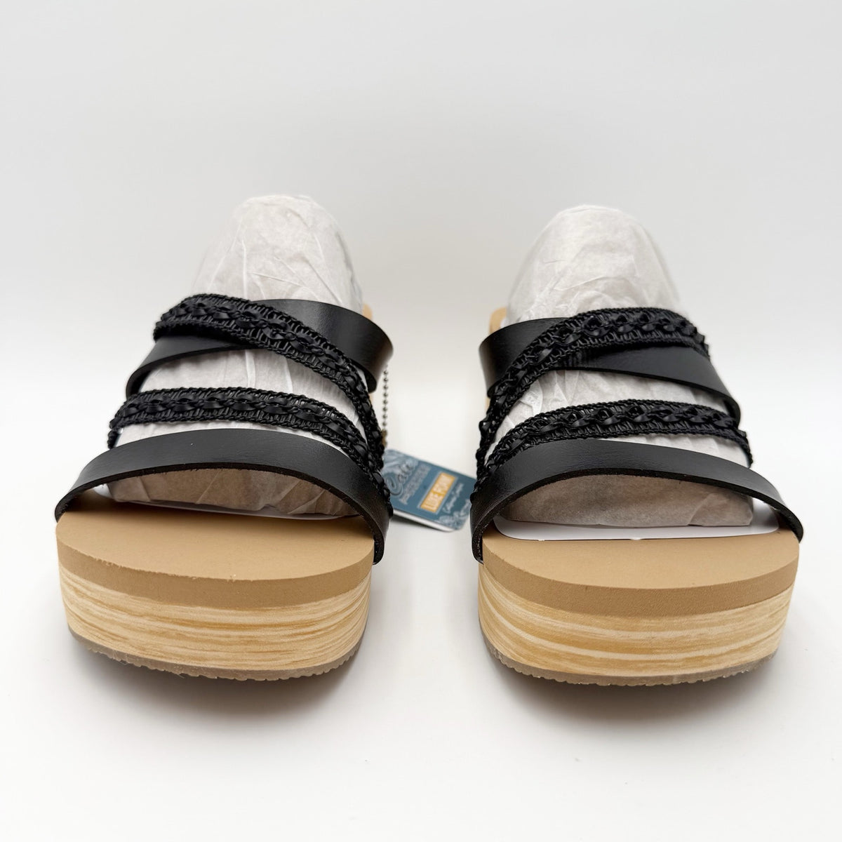 Skechers Womens Summers Wedge Sandals Size 9 EU 39 Black Slip On NIB