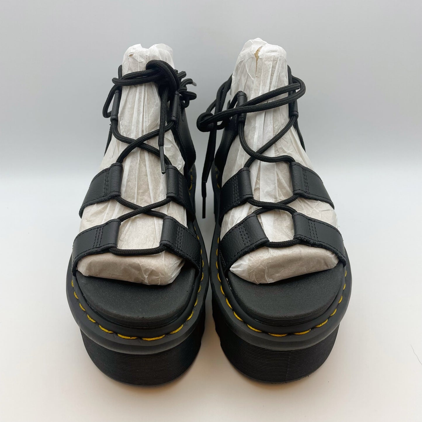 Dr. Marten Women Nartilla Long Platform Strappy Lace Sandal US 7 EU 38 Black NIB