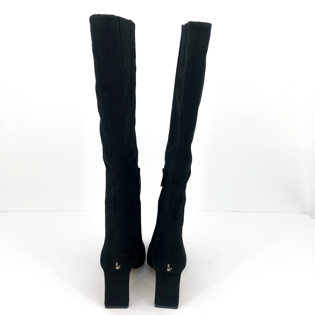 SAM EDELMAN Womens Sylvia Knee High Boots Size 7.5M WIDE CALF Black Suede NWOB