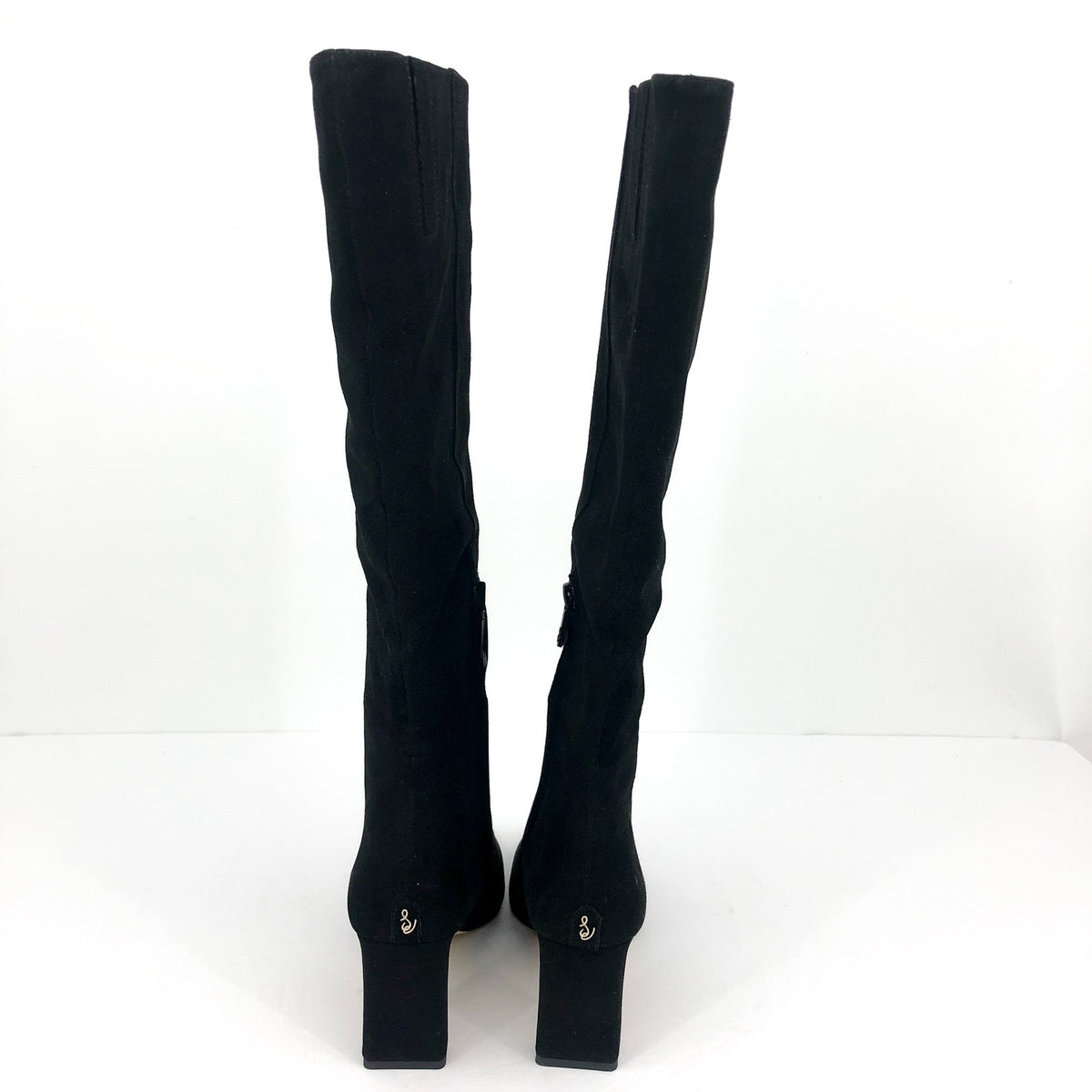 SAM EDELMAN Womens Sylvia Knee High Boots Size 7.5M WIDE CALF Black Suede NWOB