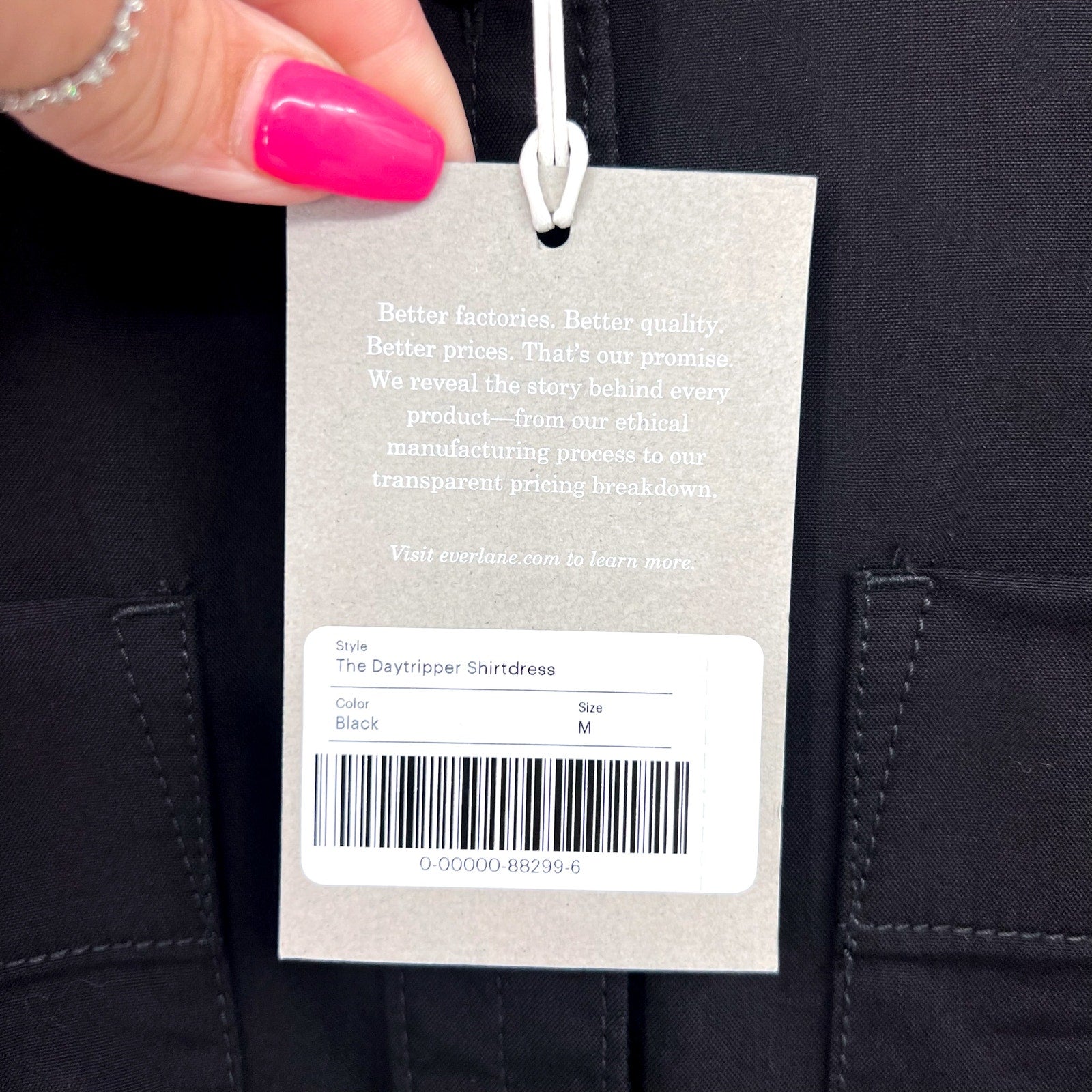 EVERLANE Women's The Daytripper Dress Medium Black Oversized Short Sleeve NWT