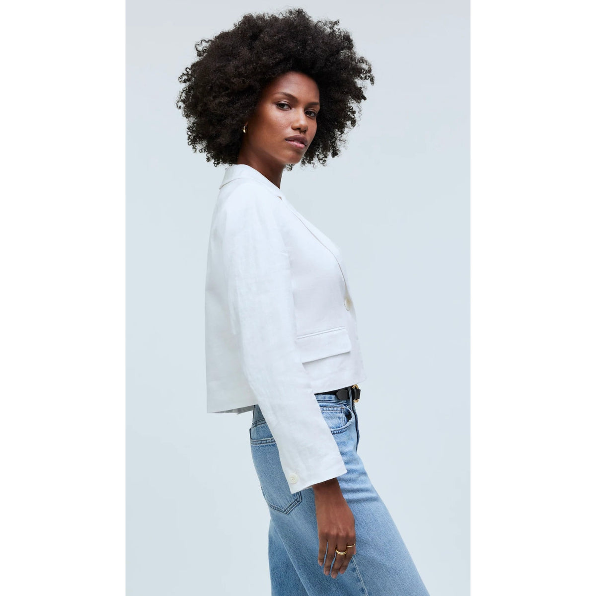 MADEWELL Women's The Sutter Crop Blazer Medium White Linen NO903 NWT