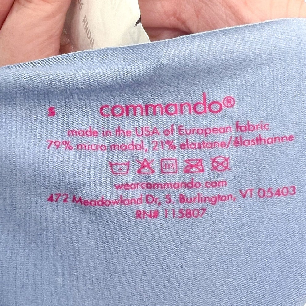 COMMANDO Women's Butter Crewneck Tank Bodysuit Small Blue Pool Stretch NWT