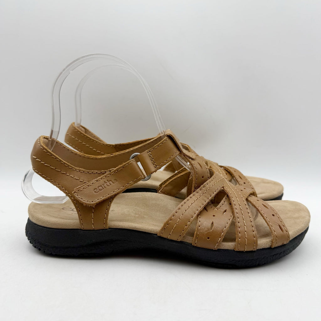 Earth Origins Womens Sellie Sandals Size 7 Brown Leather Criss Cross NWOB