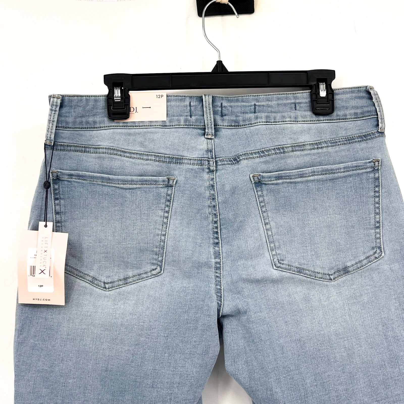 NYDJ Womens Ella Denim Shorts Size 12 PETITE Light Blue Poetry 8" Inseam NWT