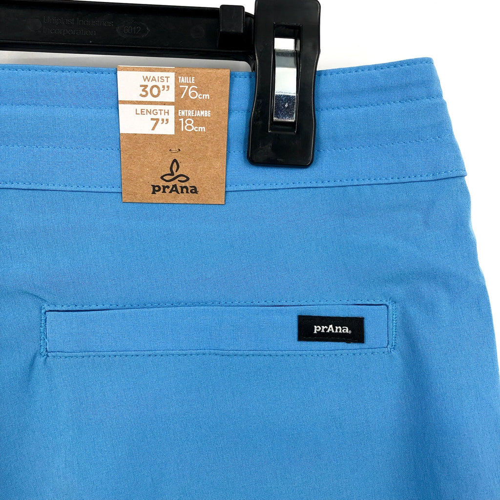 PRANA Men's Riveter Board Shorts Size 30 Blue Clear Sky 7" Inseam Drawstring NWT