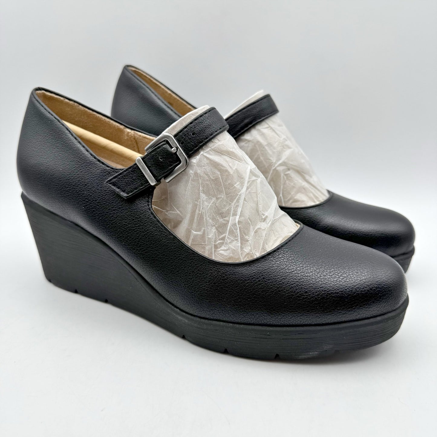 NATURALIZER Womens Adore Mary Jane Wedge Heels US 12 M EU 43 Black NWOB