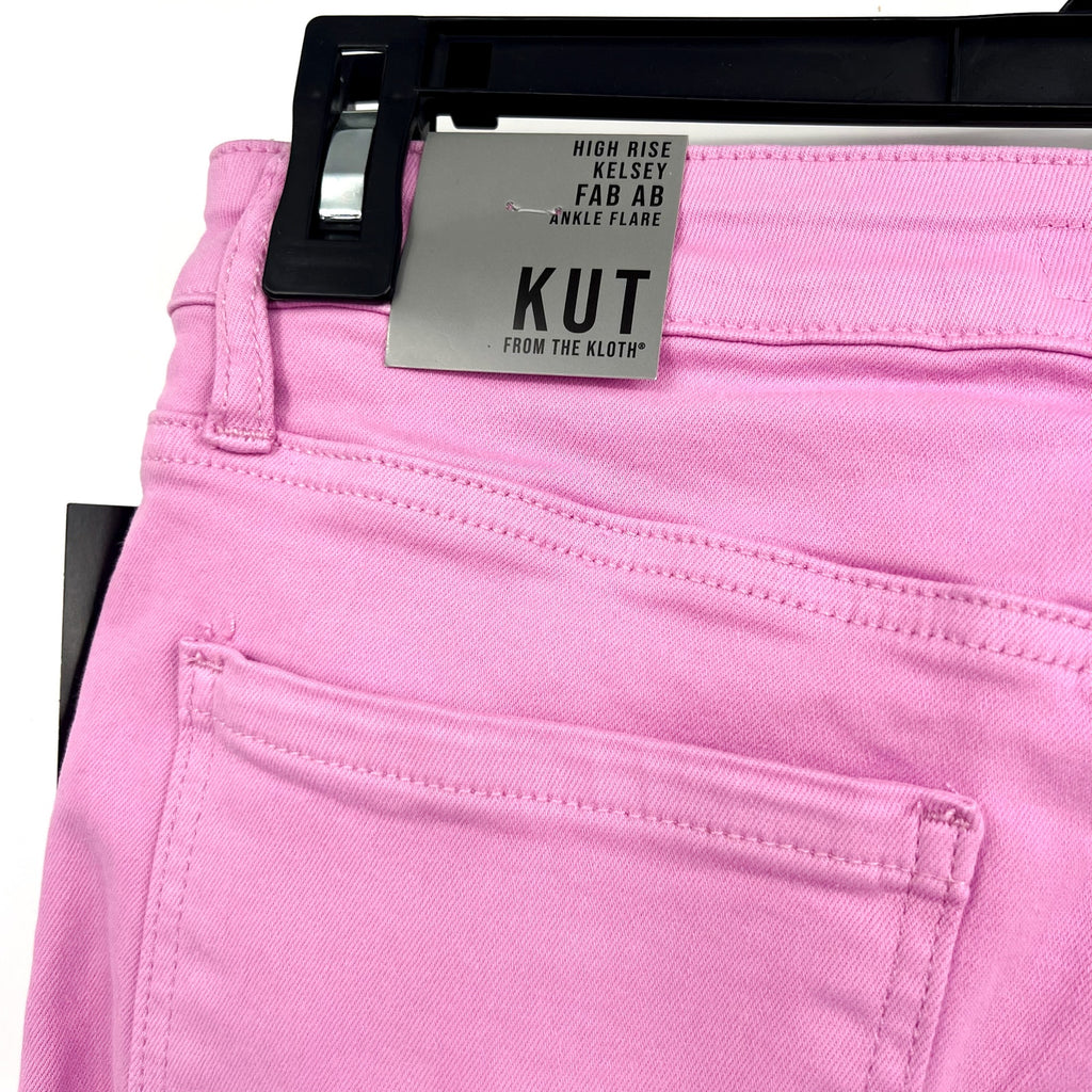 KUT FROM THE KLOTH Kelsey Ankle Flare Jeans Size 4 Pink Wild Berry High Rise NWT