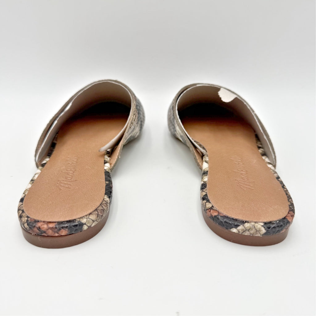 Madewell Womens Remi Mules Size 6 M Brown Leather Snake Print Slide Flats NIB
