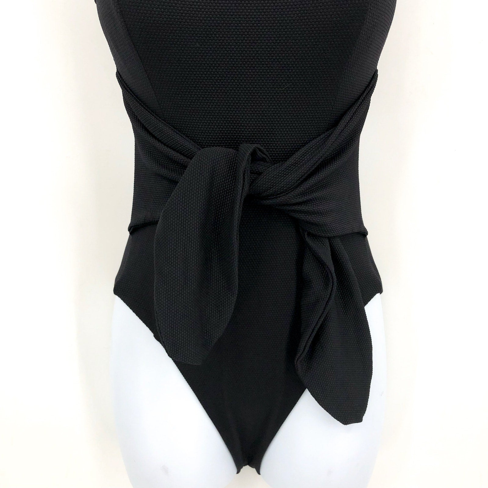 L*SPACE Women's Balboa Classic One Piece Swimsuit Small Black Tie Waist NWT