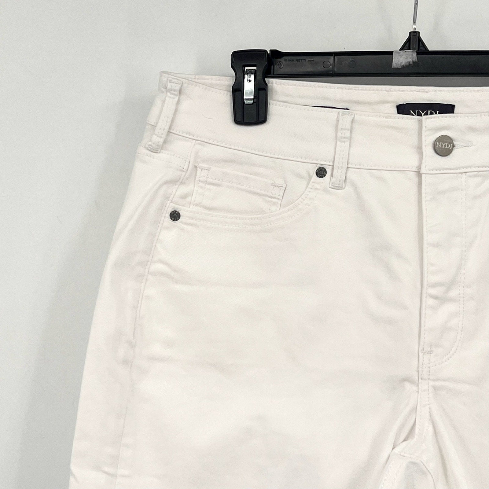 NYDJ Womens Ella Denim Shorts Size 14 PETITE Optic White 8" Inseam NWT