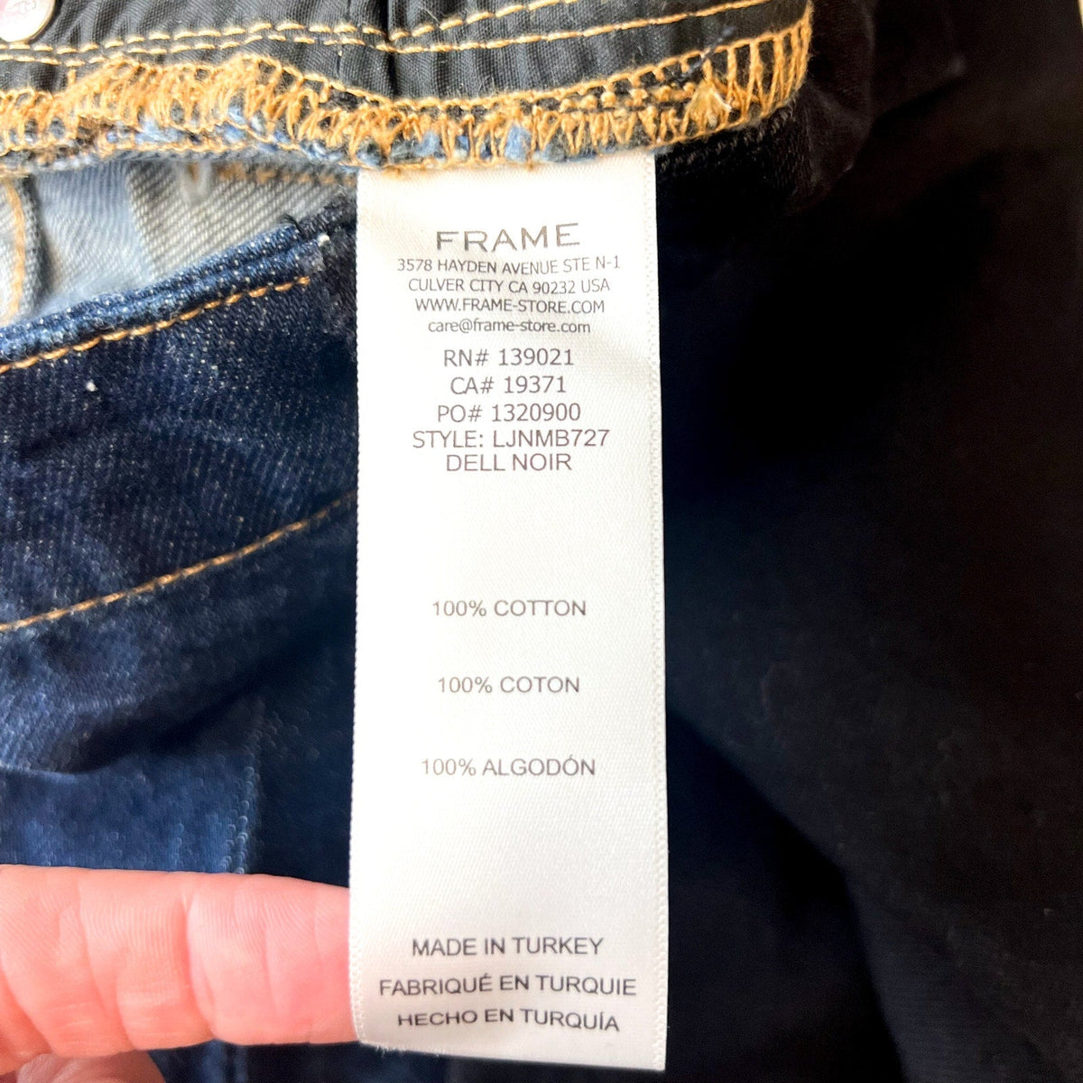FRAME Womens Le Jane Colorblock Relaxed Jeans Size 23 Blue Black Dell Noir NWT
