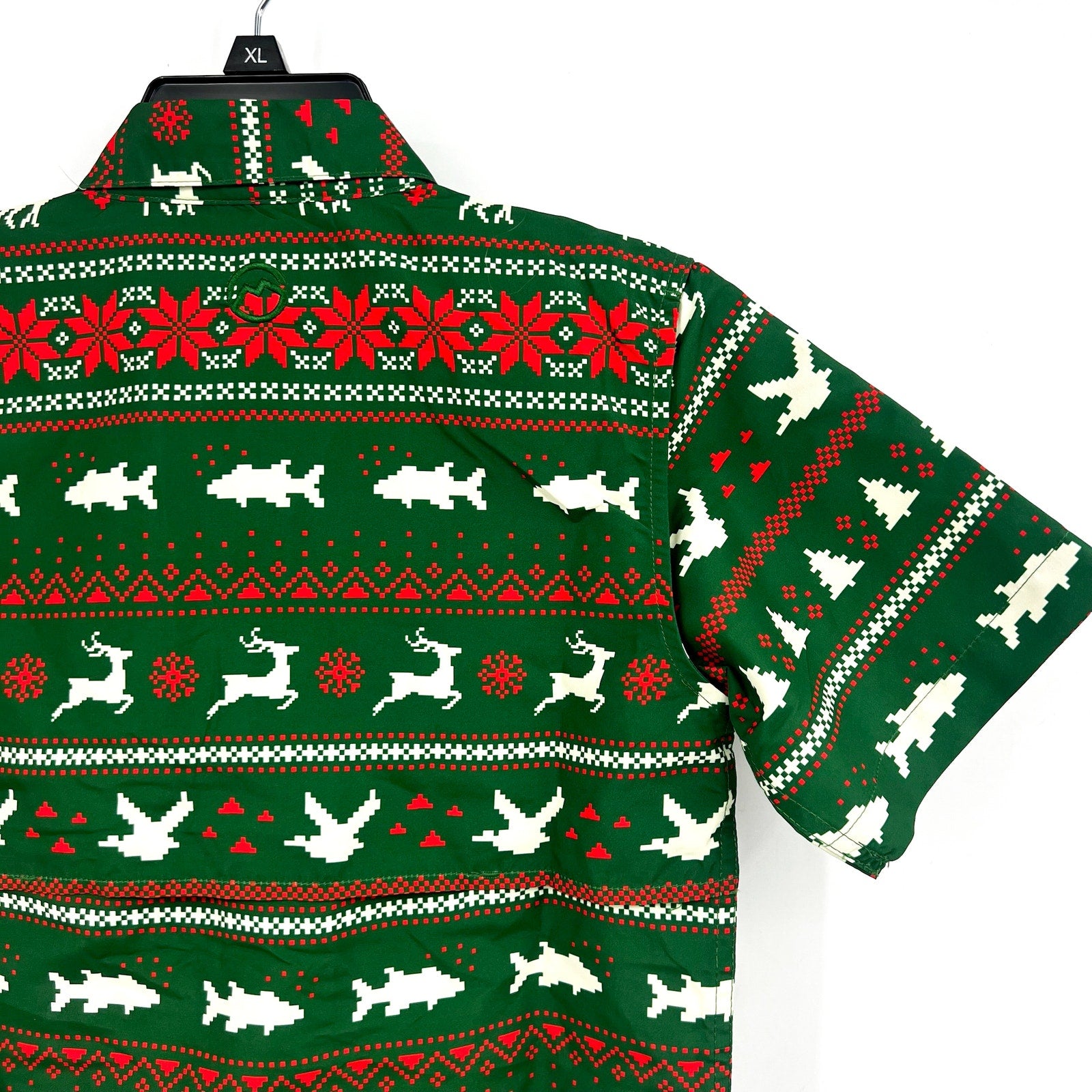 Magellan Boys Laguna Madre Holiday Fair Isle Fishing Shirt Small Green Red NWOT