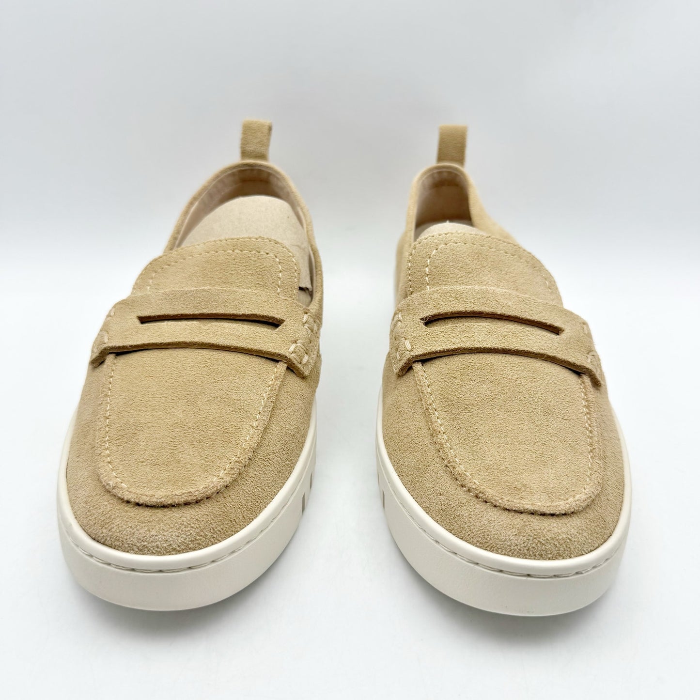 VIONIC Womens Uptown Loafers US 7 Wide Sand Tan Suede Slip On NIB