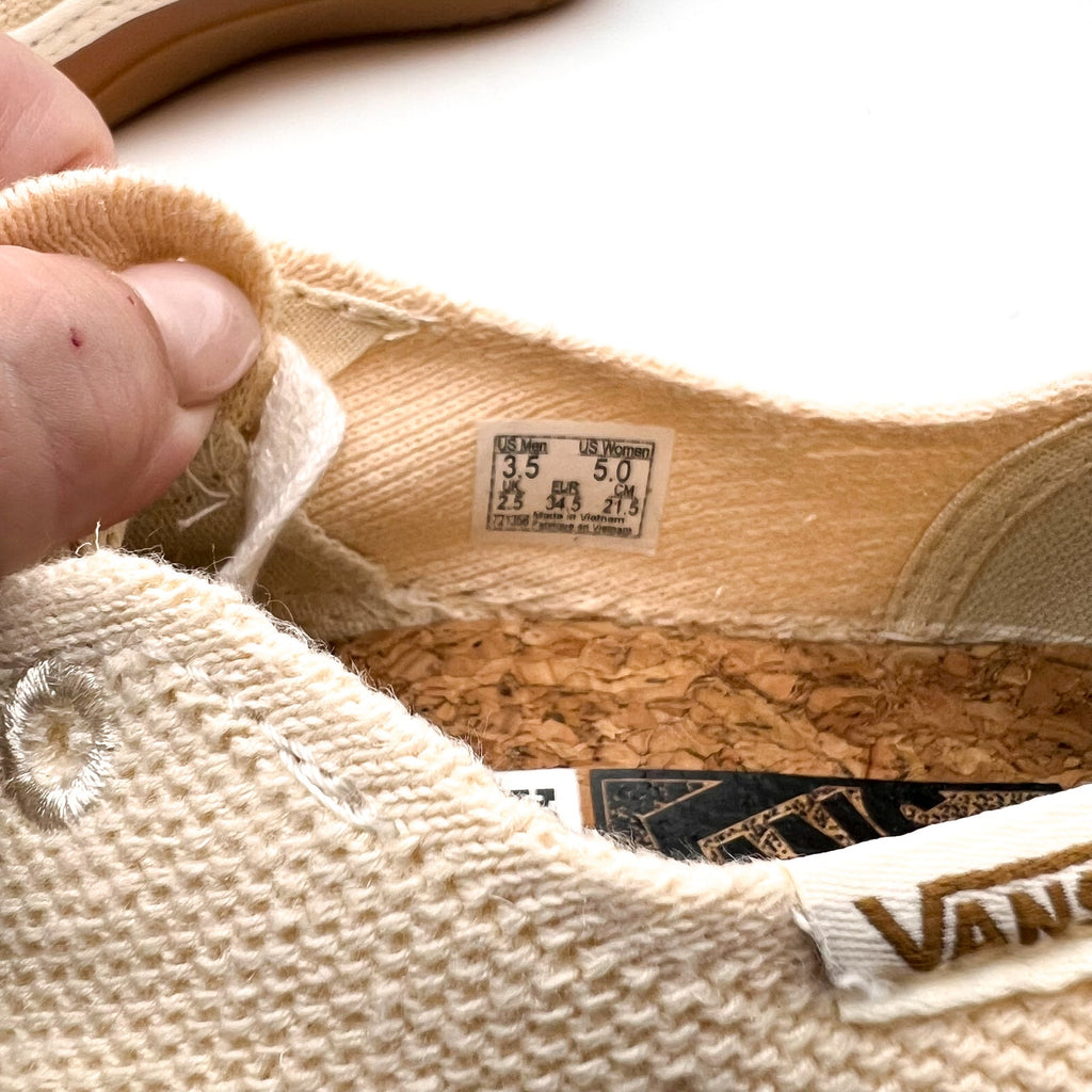 VANS Womens Circle Vee Casual Sneakers Size 5 Natural Tan Gum NWOB
