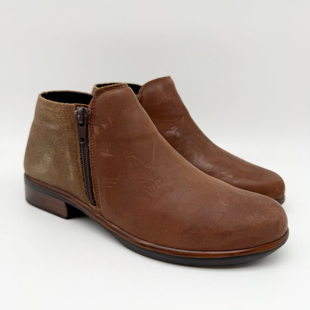 Naot Womens Helm Ankle Boots EU 36 US 5 Cognac Brown Leather Suede NIB